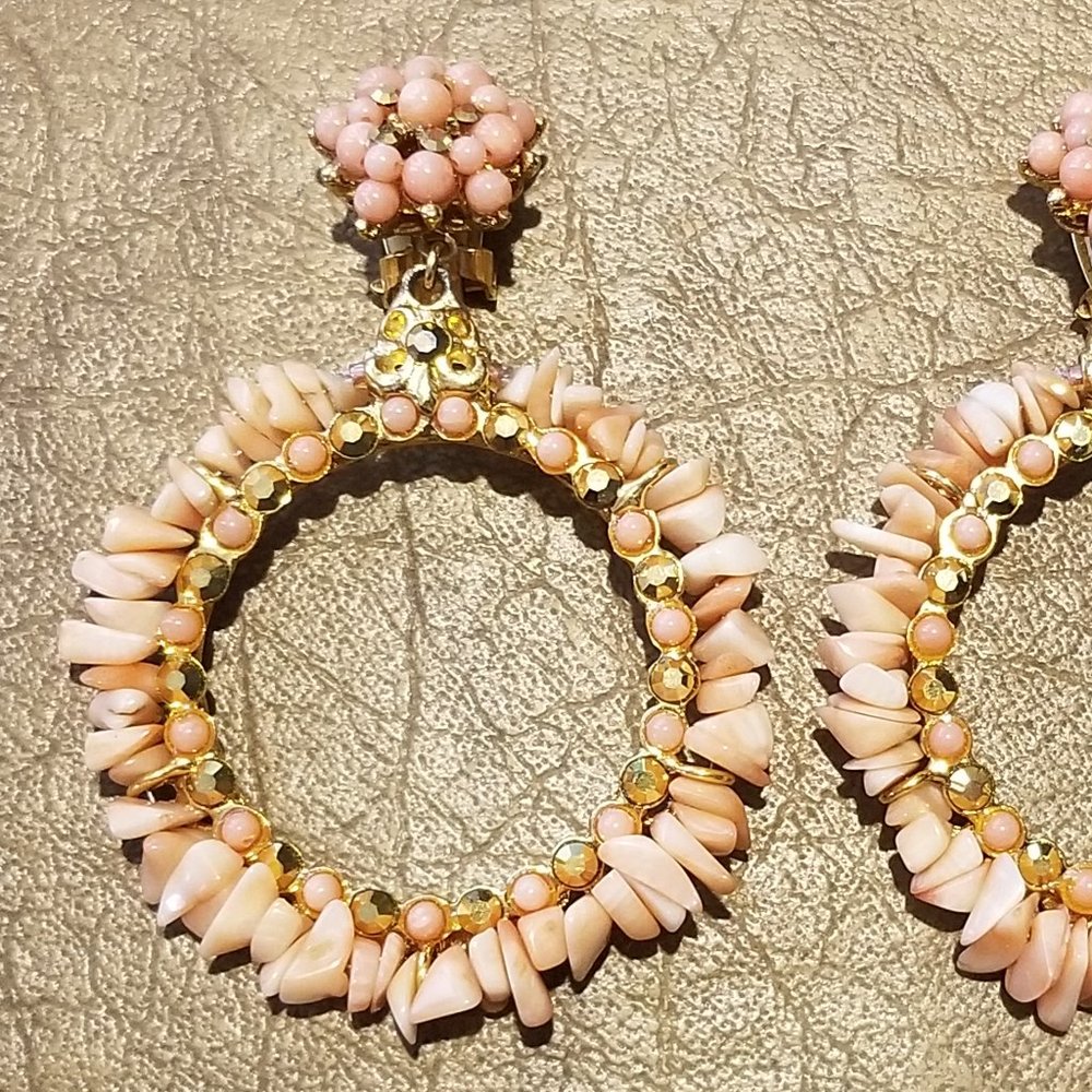 VINTAGE STATEMENT JOSE & MARIA BARRERA CRYSTAL DROP DANGLE CHANDELIER EARRINGS